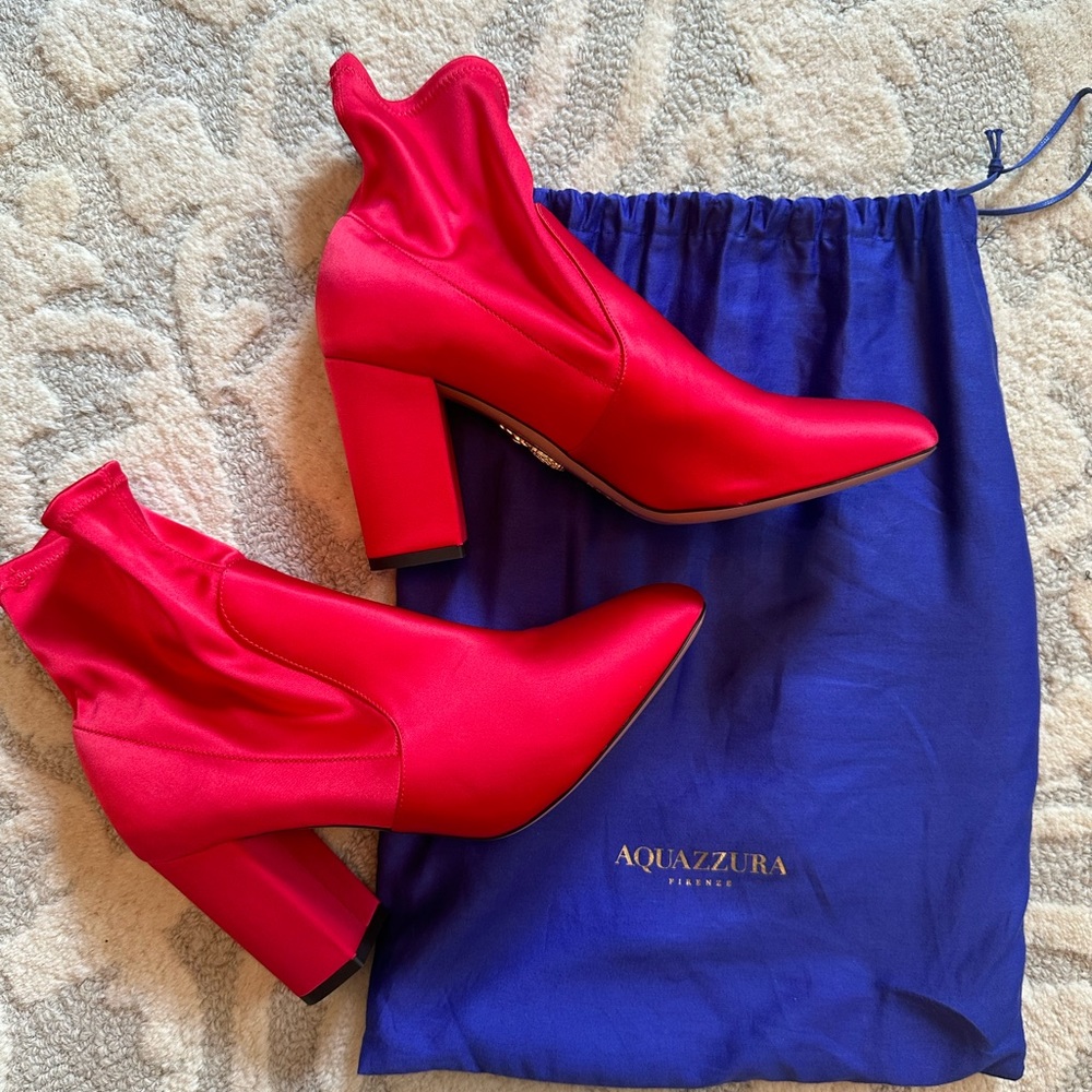 Worn Once Aquazzura Satin Sock Bootie